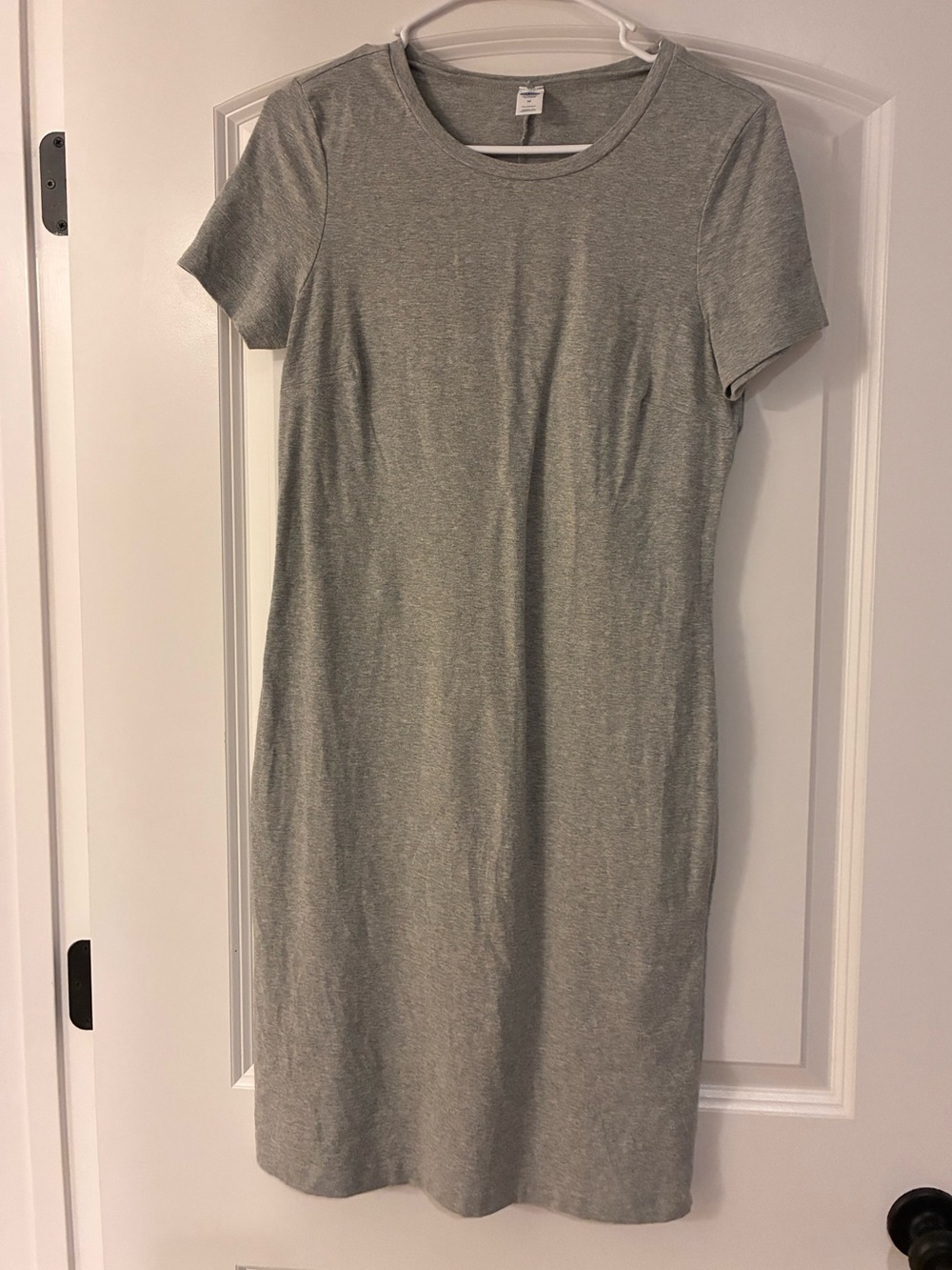 Old Navy Heather Gray Short Sleeve Midi fitted Jersey Dress